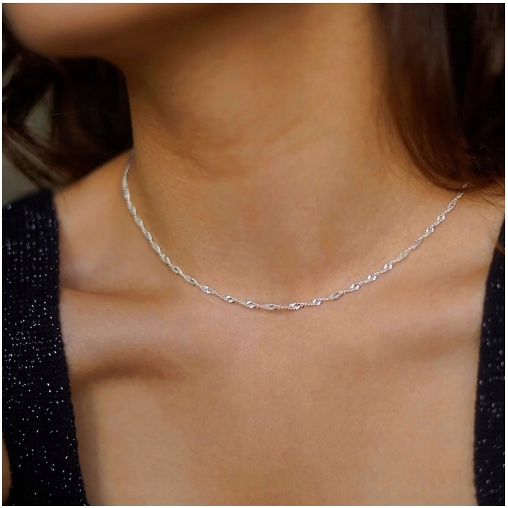 PIĘKNY SREBRNY ŁAŃCUSZEK SINGAPUR SKRĘCANY PR. 925 NA 30 40 50 60 URODZINY