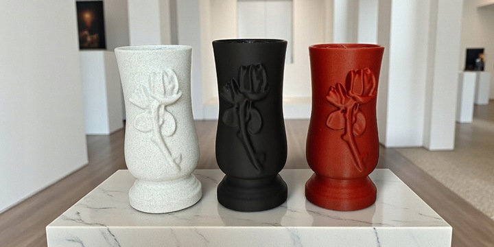 Wazon Nagrobny, Wazon na cmentarz Memorial Rose - Biały Marmurek