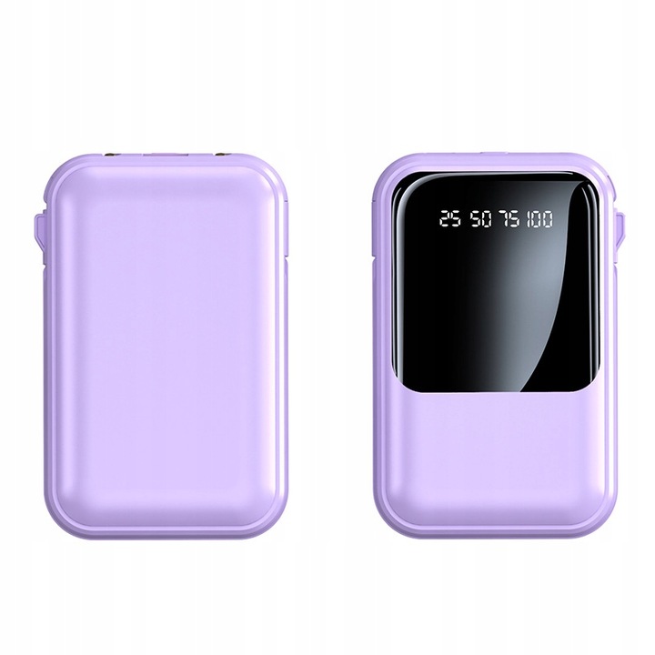 POWER BANK 10000MAH USB/USB-C QC PD WBUDOWANY KABEL Wyświetlacz cyfrowy