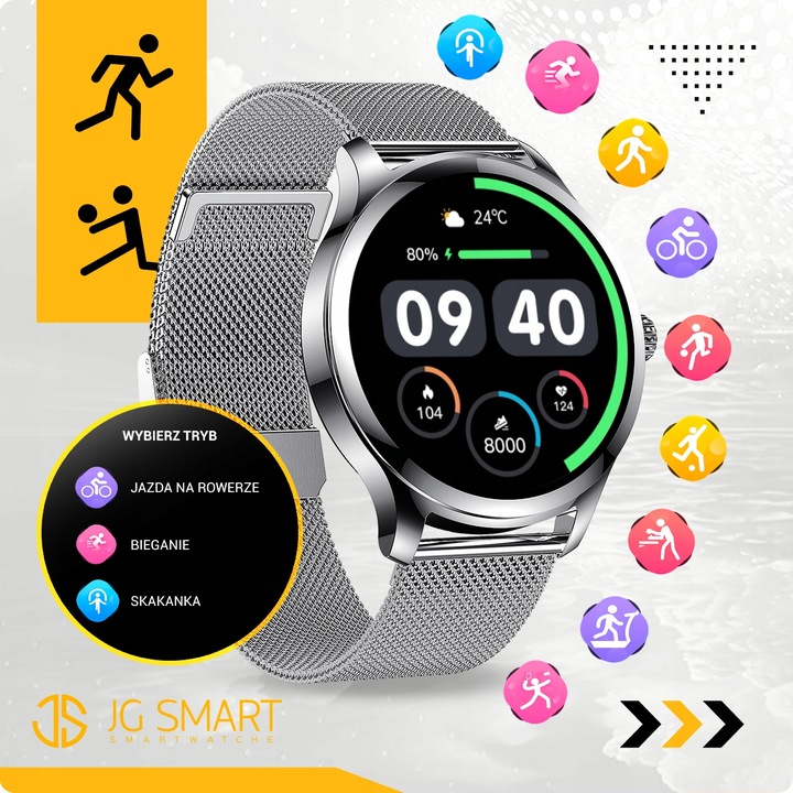 SMARTWATCH DAMSKI DLA KOBIETY MENU PL ROZMOWY SMART WATCH SREBRNY 2 PASKI