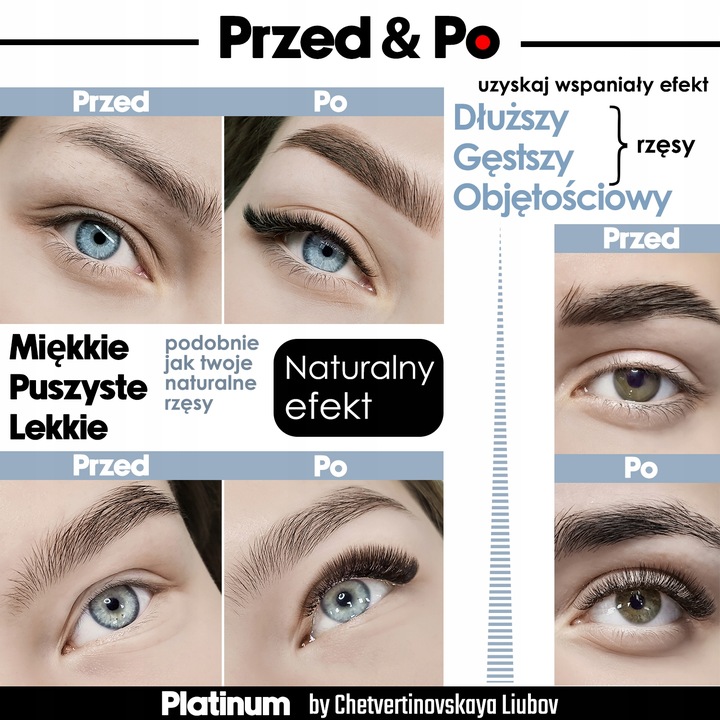 Rzęsy do przedłużania czarne PLATINUM 0.07 C 8-14