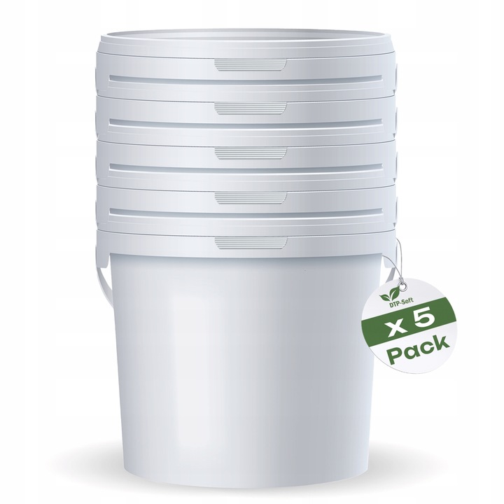 5x 10L Wiaderko Plastikowe wiadro z pokrywą ATEST spożywcze 10 Litrów BIAŁE
