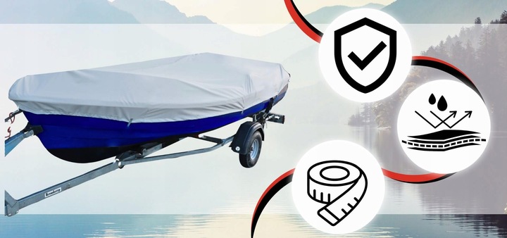 Pokrowiec plandeka osłona przykrycie na łódź łódkę wędkarską 210g 420-450cm
