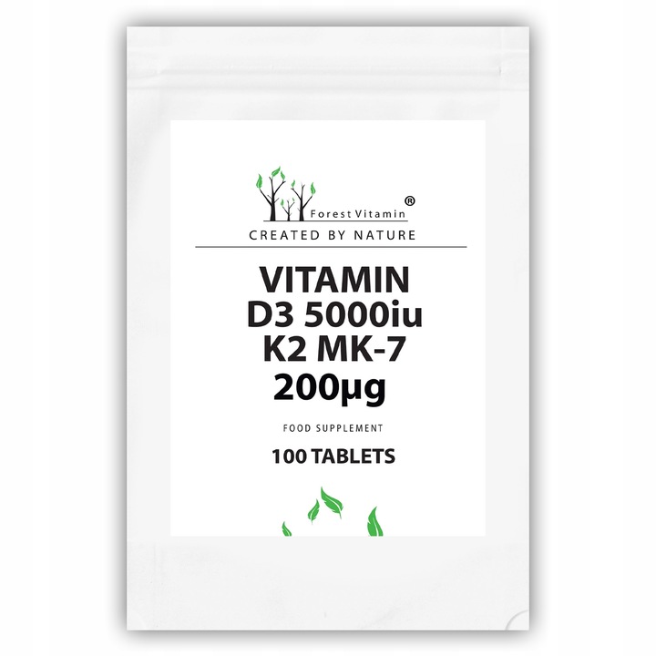 WITAMINA D3 5000 iu+K2 MK-7 200 mcg 100 tab NOWOŚĆ