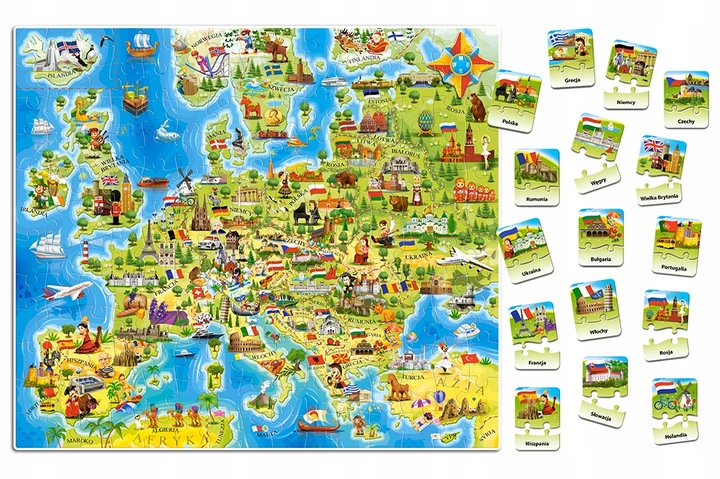 MAPA EUROPY Puzzle 180el. + QUIZ 32el. CASTORLAND