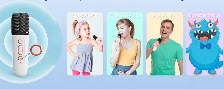 MINI MASZYNA DO KARAOKE PRZENOŚNY Z 2 MIKROFONAMI BEZPRZEWODOWYMI