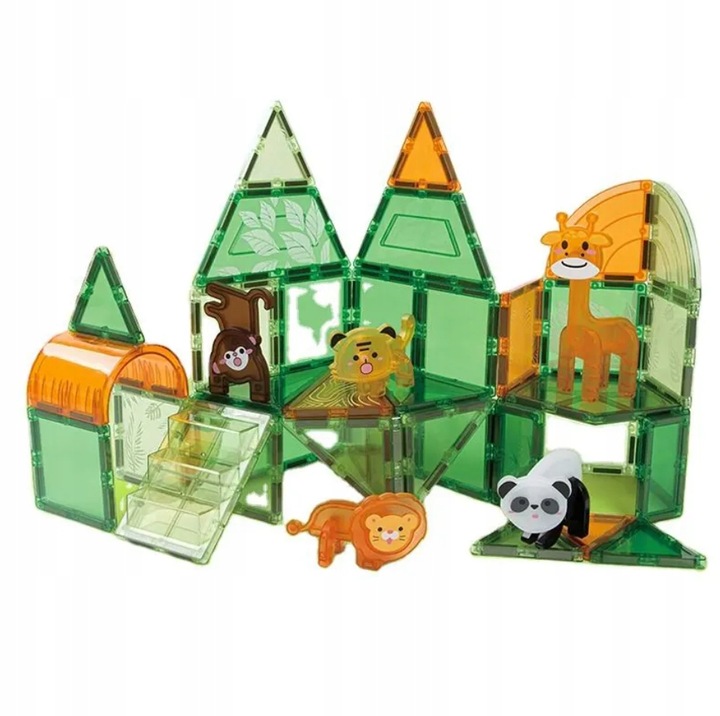 Klocki Magnetyczne Kreatywne Magnetic Tiles Konstrukcyjne Zoo 50 elementów