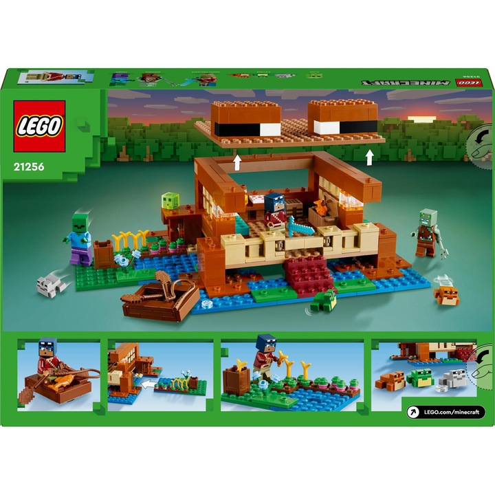 LEGO Minecraft 21256 Dom w Kształcie Żaby Utopiec Bagienny Odkrywca Zombie