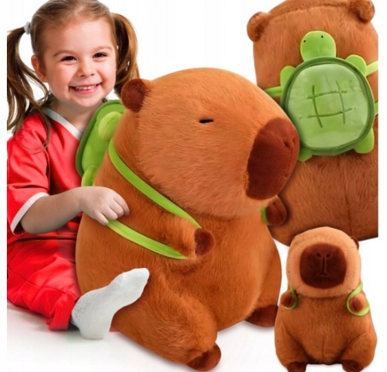 KAPIBARA PLUSZOWA MASKOTKA 50CM ZABAWKA Z PLECAKIEM ŻÓŁWIK MIĘKKA PLUSZAK