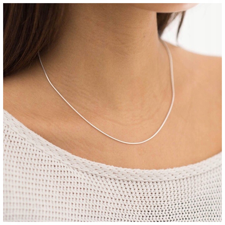 PIĘKNY SREBRNY NASZYJNIK ŻMIJKA 925 LINKA ŁAŃCUSZEK / ŻYŁKA LŚNIĄCY WŁOSKI