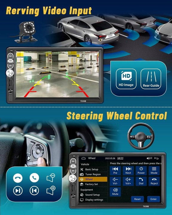 RADIO SAMOCHODOWE Android 1 DIN BLUETOOTH USB AUX EKRAN DOTYKOWY 7" KAMERA