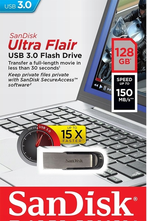 SanDisk PENDRIVE ULTRA FLAIR USB 3.0 128GB 150MB/s