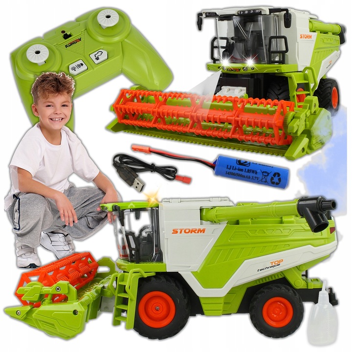 Kombajn Zdalnie Sterowany Pilot R/C Traktor Generator DYMU Światła Dźwięk