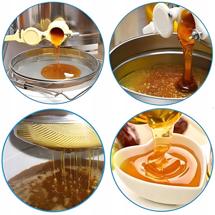 CEDZAK DO MIODU SITO PODWÓJNE NIERDZEWNE WIADRO ODSTOJNIK Z REGULACJĄ 24 cm