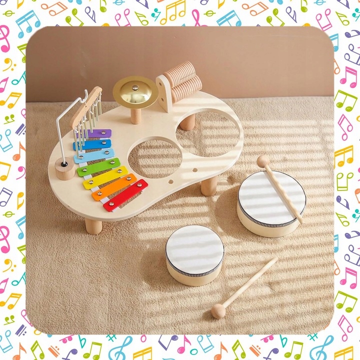 TABLICA MANIPULACYJNA SENSORYCZNA MUZYCZNA PERKUSJA CYMBAŁKI EDUKACYJNA XXL