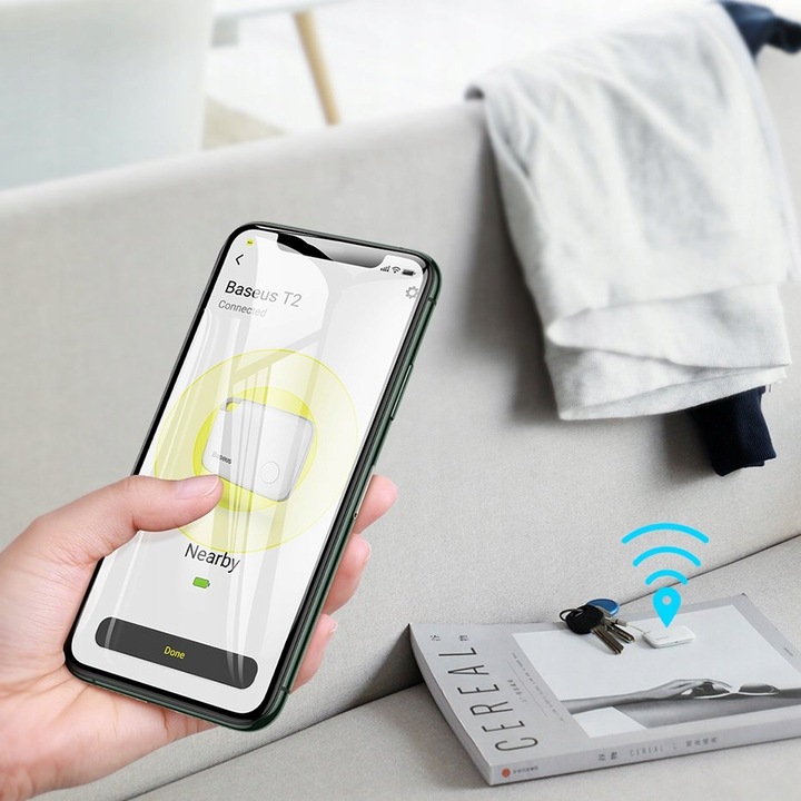 BASEUS MINI LOKALIZATOR BLUETOOTH GPS DO KLUCZY BRELOK DLA DZIECI APLIKACJA