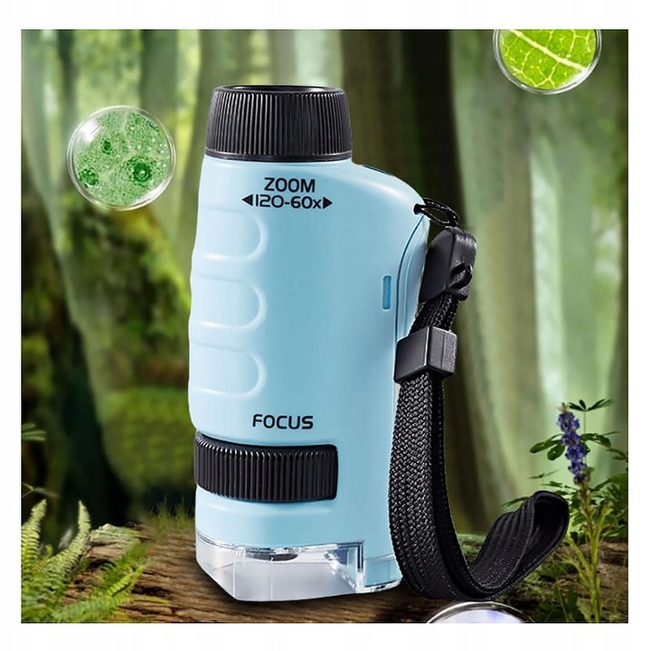 MIKROSKOP EDUKACYJNY KIESZONKOWY DLA DZIECI LABORATORIUM 120x 60x PRZENOŚNY