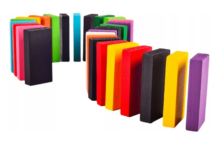 KLOCKI DOMINO KOLOROWE DREWNIANE EDUKACYJNE GRA ZRĘCZNOŚCIOWA 200 ELEMENTÓW