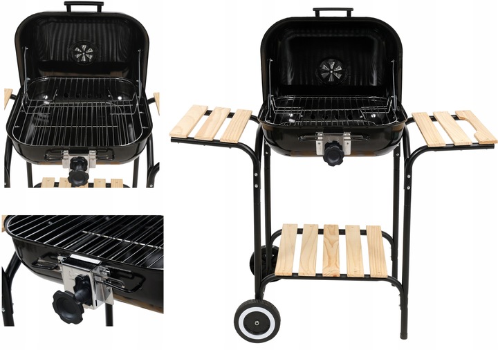 GRILL WĘGLOWY REGULACJA RUSZTU 45X40CM