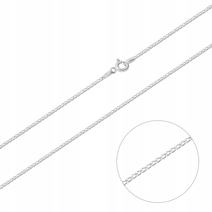 SREBRNY ŁAŃCUSZEK ŁAŃCUCH 925 SPLOT PANCERKA 1,3mm / 60 cm - SREBRO M.JOPEK