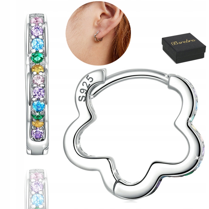 KOLCZYKI Srebrne PRÓBA 925 KOLCZYKI Srebro kwiatki Angielskie Zapiecie