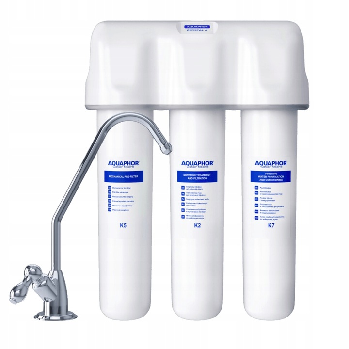 Aquaphor FILTR WODY PITNEJ pod zlew KRYSZTAŁ A na chlor rdzę i MĘTNĄ WODĘ