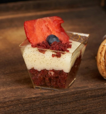 ORYGINALNE POJEMNIKI PUCHARKI KWADRATOWE DO DESERÓW 60ML ZŁOTY BROKAT 50szt