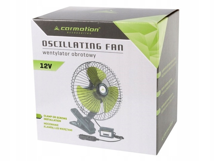 DUŻY WIATRAK WENTYLATOR SAMOCHODOWY OBROTOWY 12V