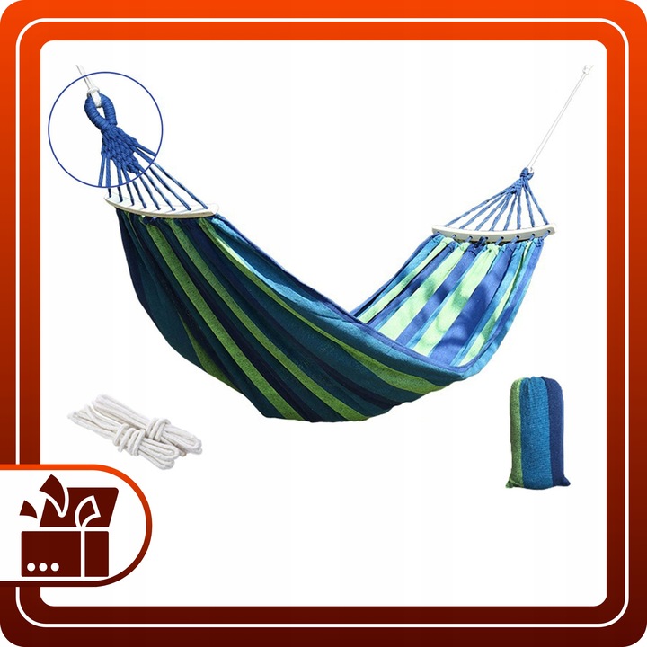 Hamak Ogrodowy XXL Bawełniany mocny turystyczny 2 osobowy huśtawka + torba