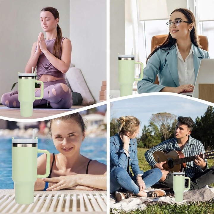 KUBEK TERMICZNY do kawy herbaty TERMOS szczelny ze słomką KAMILLE 1200ml