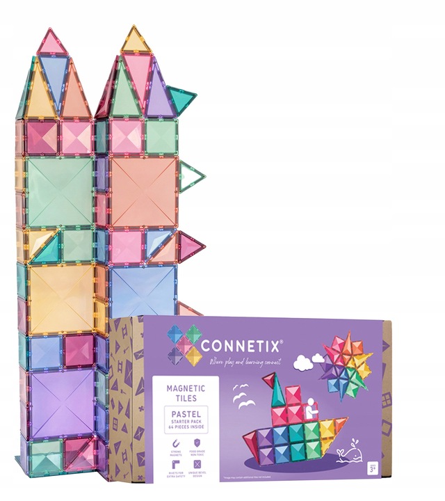 klocki magnetyczne Pastel Starter Pack 64 el. Connetix zestaw startowy