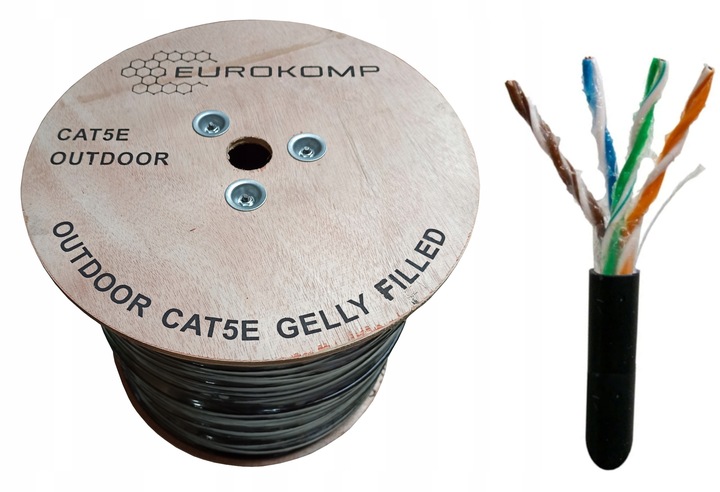 KABEL UTP zewnętrzna ŻEL RJ45 skrętka 100m ZIEMNA