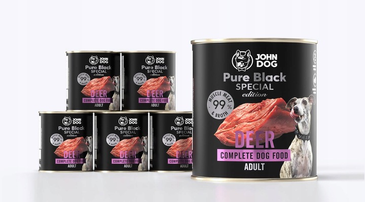 John Dog Pure Black Special Edition karma mokra jeleń 6x800 g