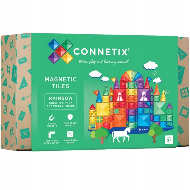 Klocki Magnetyczne konstrukcyjne duże 102 el CONNETIX Rainbow Creative Pack