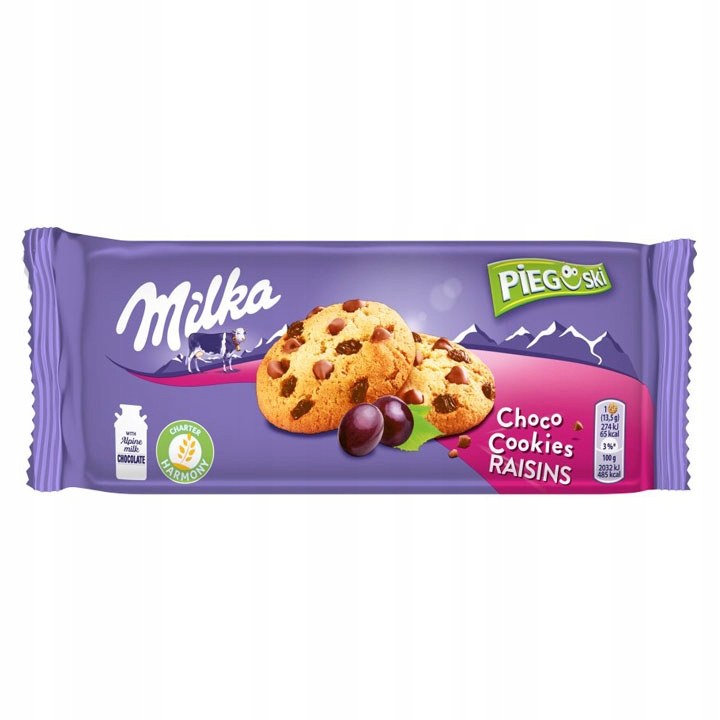 9x Milka Pieguski Choco Cookie Raisins 135