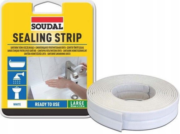 Taśma uszczelniająca sanitarna wanna umywalka 38mm x 3,35 mb BIAŁA Soudal