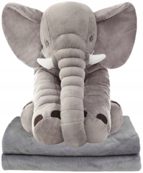 SŁOŃ MASKOTKA Z KOCYKIEM KOCEM XL PODUSZKA 4W1 MUFKA PRZYTULANKA PLUSZAK