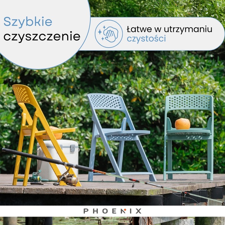 Phoenix Flap składane krzesło nowoczesny design PYTHON zielony