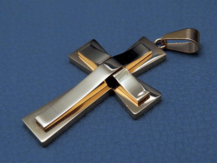 ZŁOTY SREBRNY KRZYŻ KRZYŻYK NA ŁAŃCUSZEK STAL 316L