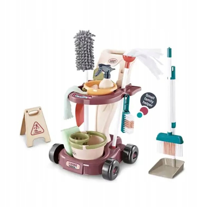 Duży DZIECIĘCY ZESTAW DO SPRZĄTANIA Wózek Mop Miotła Dla dzieci