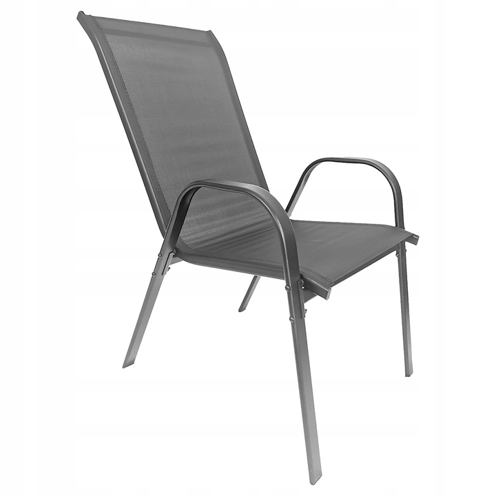WYGODNE METALOWE NOWOCZESNE KRZESŁO OGRODOWE TARAS BALKON MINORKA SZARE