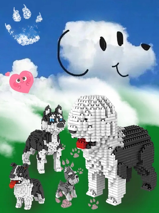 Klocki Konstrukcyjne Rasy Psów psy jamnik 2100 elementów prezent urodzinowy