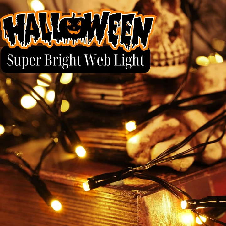 Światło LED Spider Web String Light z siatką zdalnego sterowania Halloween
