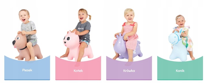 Skoczek gumowy Tootiny Hoppimals Skoczek dla dzieci z pompką KONIK różowy