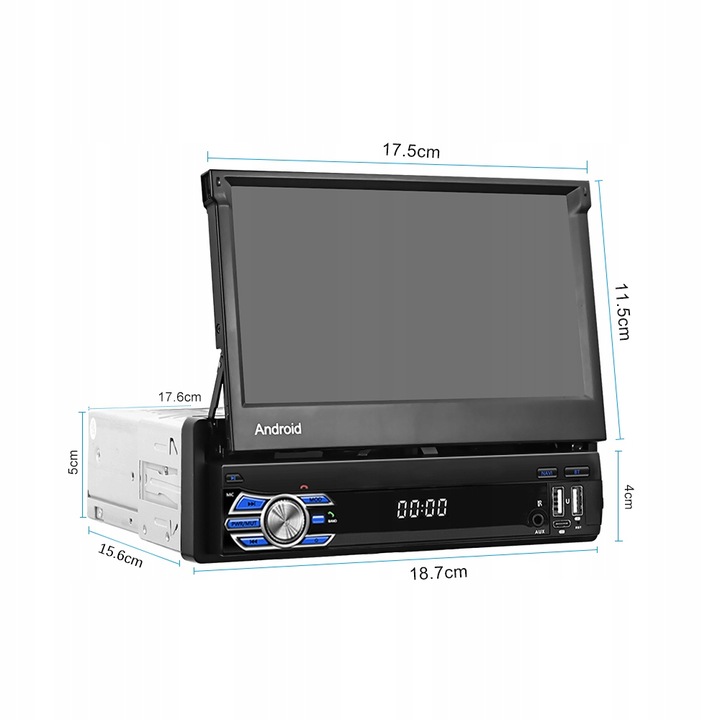 RADIO SAMOCHODOWE 1 DIN ANDROID 13 GPS USB WIFI WYSUWANY PILOT CARPLAY