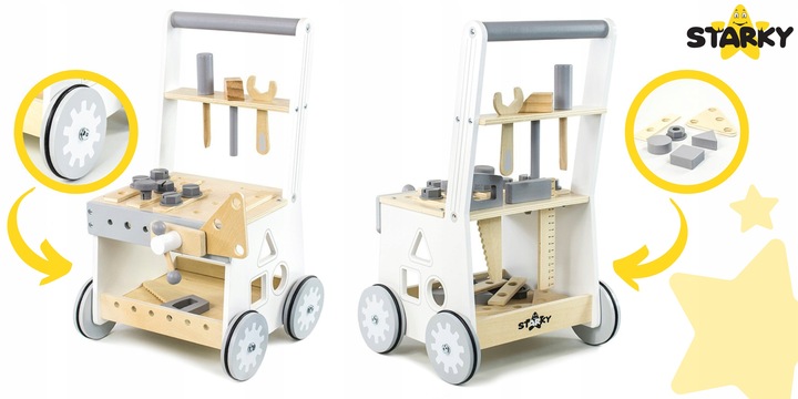 PCHACZ DREWNIANY CHODZIK JEŻDZIK DZIECI WARSZTAT ZESTAW MAJSTERKOWICZA 3w1