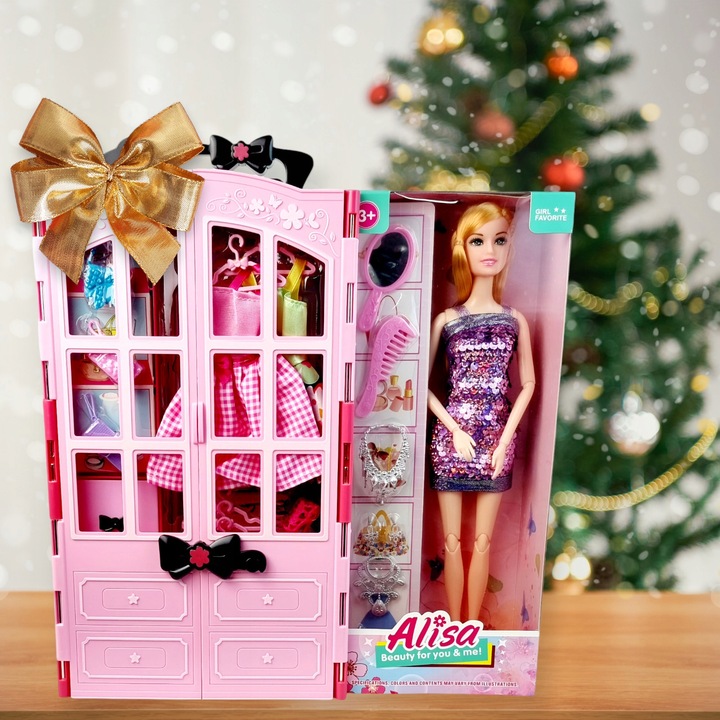 Szafa dla Lalek Garderoba dla Lalek Domek dla Lalek Akcesoria Lalka Różowa