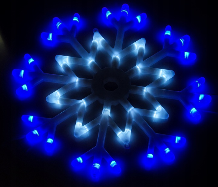 ŚNIEŻYNKA DWUSTRONNA GWIAZDA ŚWIECĄCA LAMPKI LED BIAŁO-NIEBIESK+PROGRAMATOR