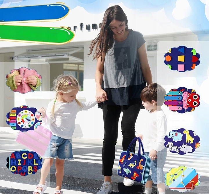 Tablica Manipulacyjna Sensoryczna dla Dzieci Miękka Edukacyjna Montessori