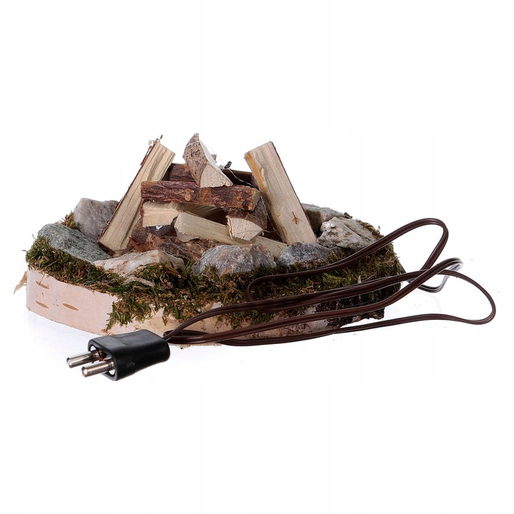 OGNISKO Z KAMIENIAMI I OŚWIETLENIEM 4,5V do dekoracji Szopki - 4cm wysoki